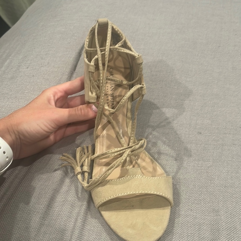 Christian Siriano nude wrap up heels size 8